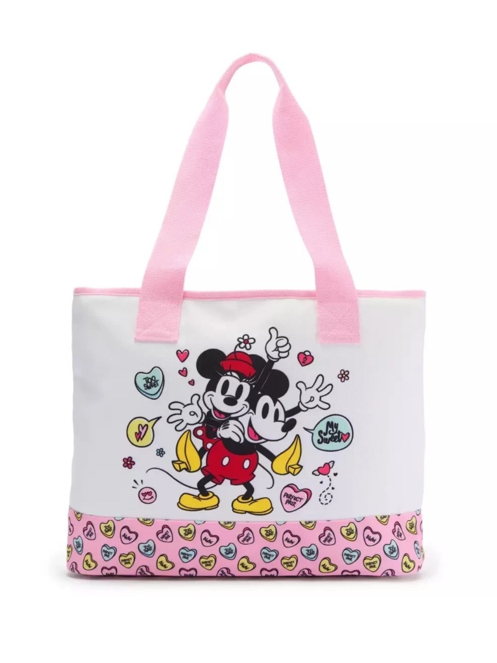 Disney Mickey & Minnie Mouse Canvas Pink & Cream Tote Bag - NWT